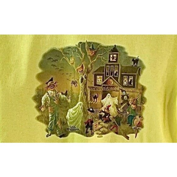Halloween T Shirt Haunted House Trick or Treat Scarecrow Adult Unisex Small NEW - Picture 2 of 4